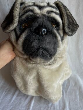 Plush Pug Head Mask Costume